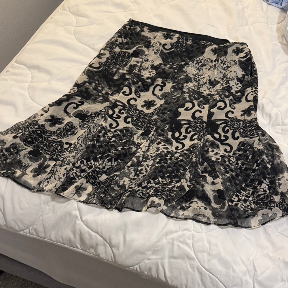 Rafaella Black and Cream A-Line Skirt